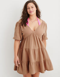 Aerie Tan Gauze Mini Dress (XS)