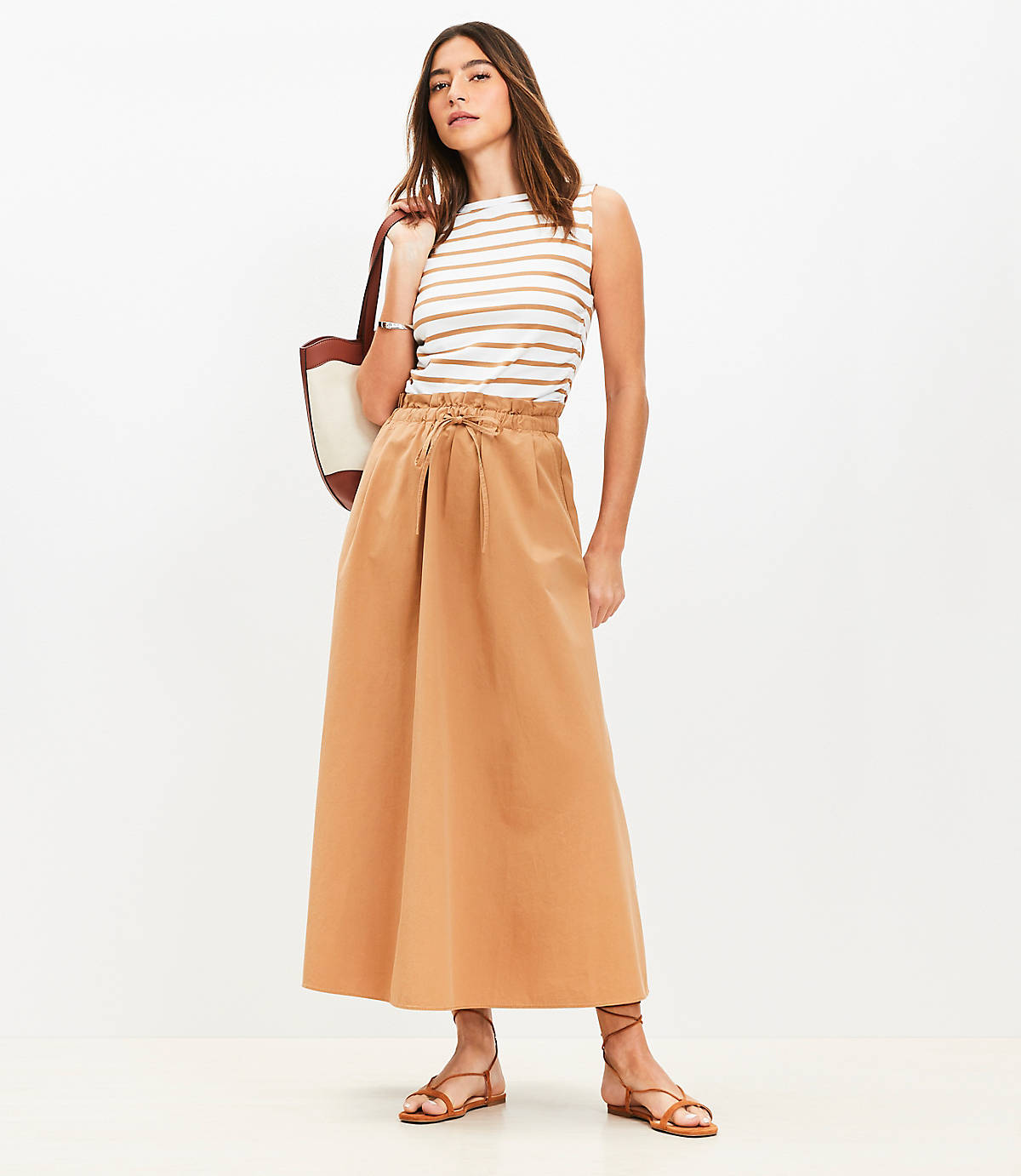 Camel Cotton Maxi Skirt (XS)