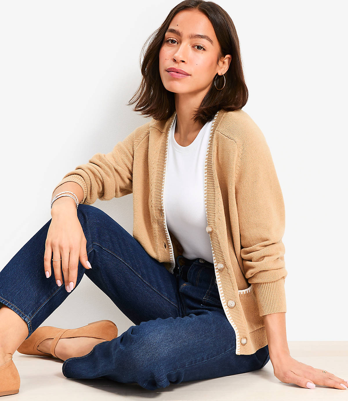 NEW Loft Neutral Cardigan Sweater (L)
