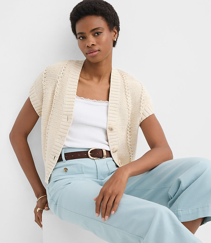 Loft Textured Cotton Cardigan (S)