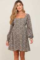 Floral Puff Sleeve Babydoll Dress (L)