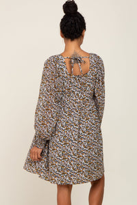 Floral Puff Sleeve Babydoll Dress (L)