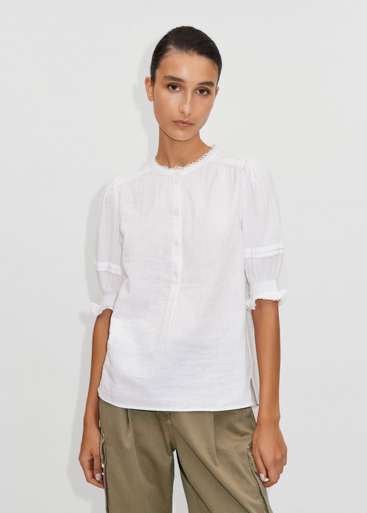 Me + Em Puff Sleeve Cheesecloth Blouse (6)