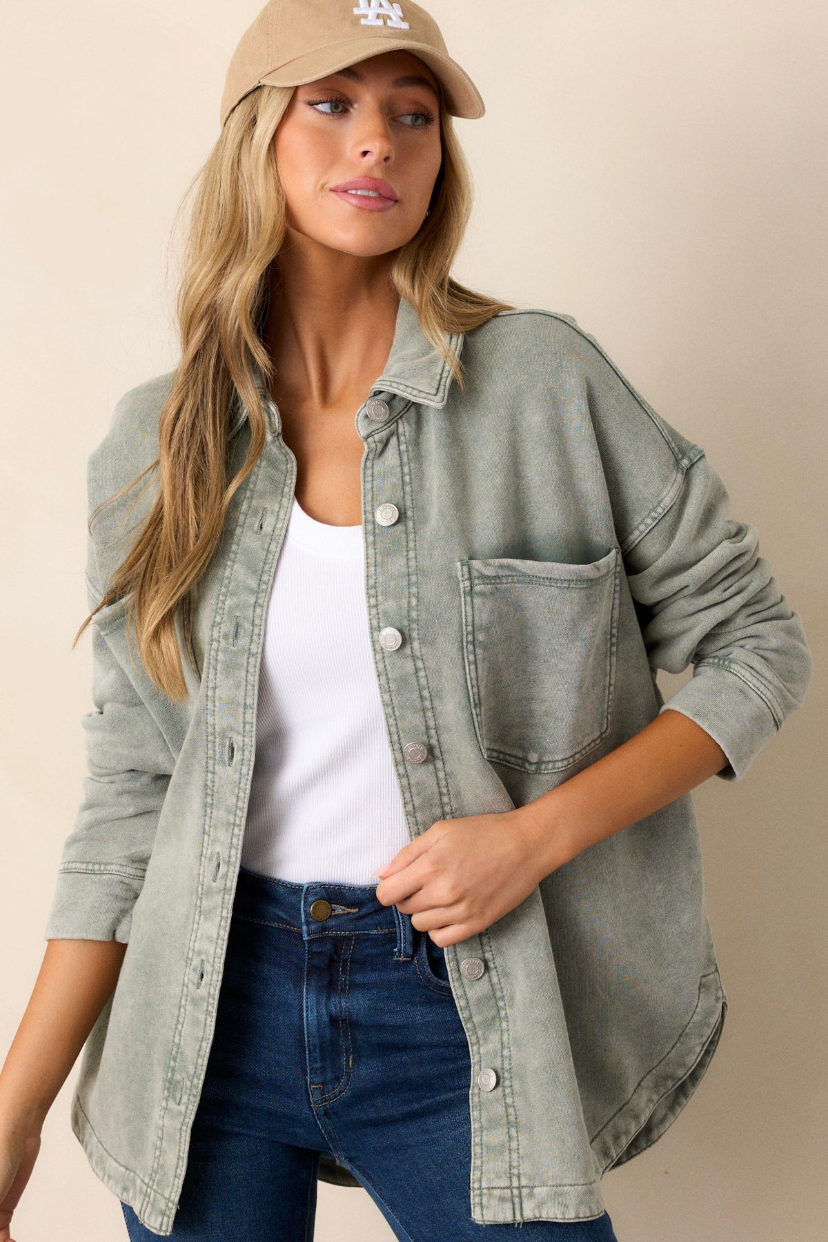 Z Supply Green Oversized Shirt Jacket (XL)