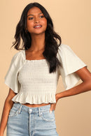 Lulus Linen Smocked Top (XS)