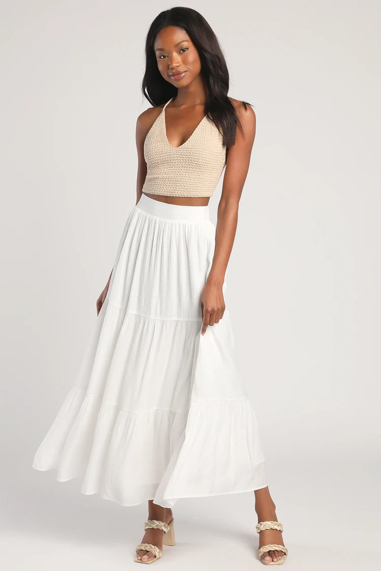 Lulus White Maxi Skirt (M/L) *flawed*