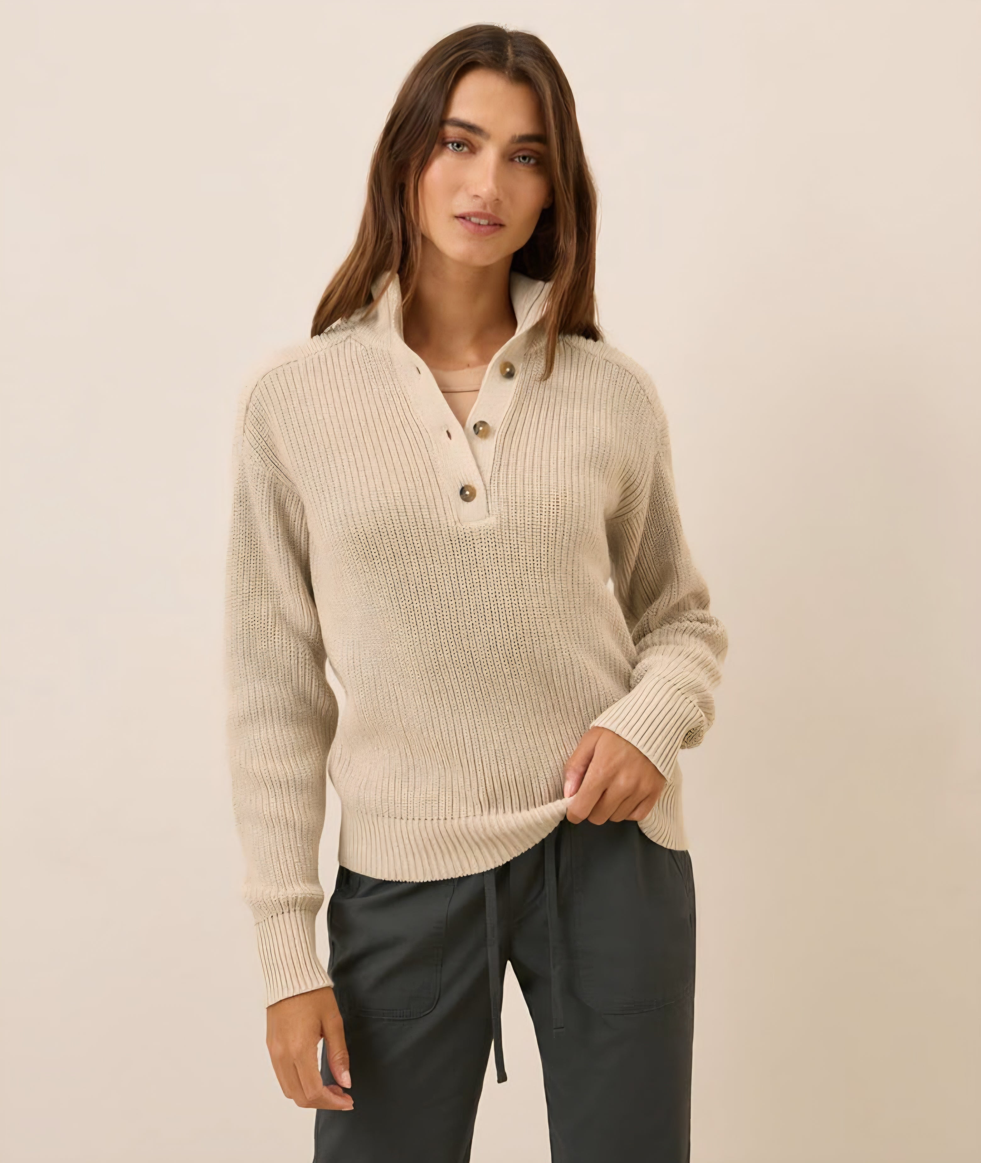 Pact Organic Cotton Henley Sweater (L)