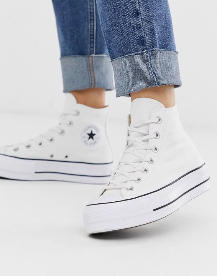 Converse White Platform Sneakers (8.5)