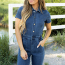 Kancan Wide Leg Denim Jumpsuit (L)