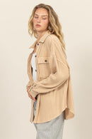 Oversized Waffle Shirt Jacket (M)