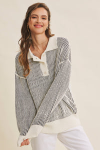 Striped Chenille Knit Sweater (S)