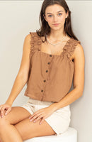 Hyfve Brown Cotton Tank (S)