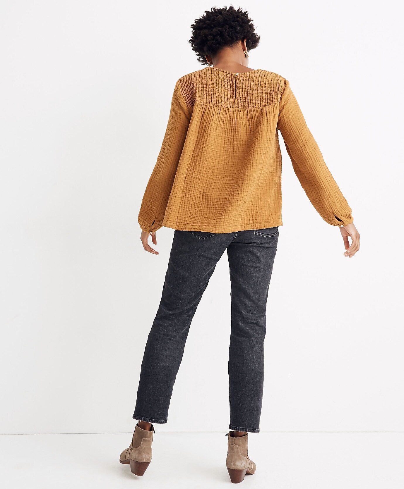 Madewell Mustard Gauze Top (L)