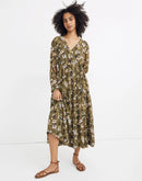Madewell Olive Floral Midi Dress (L)