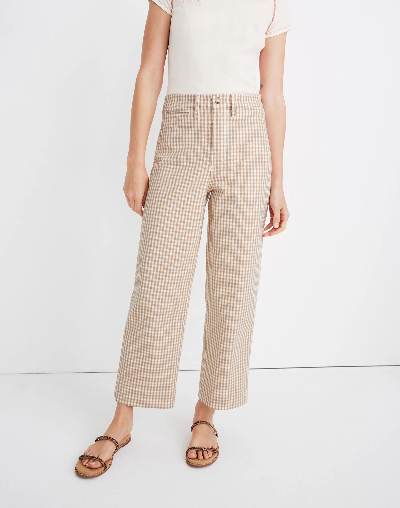 Madewell Gingham Wide Leg Pants (27)
