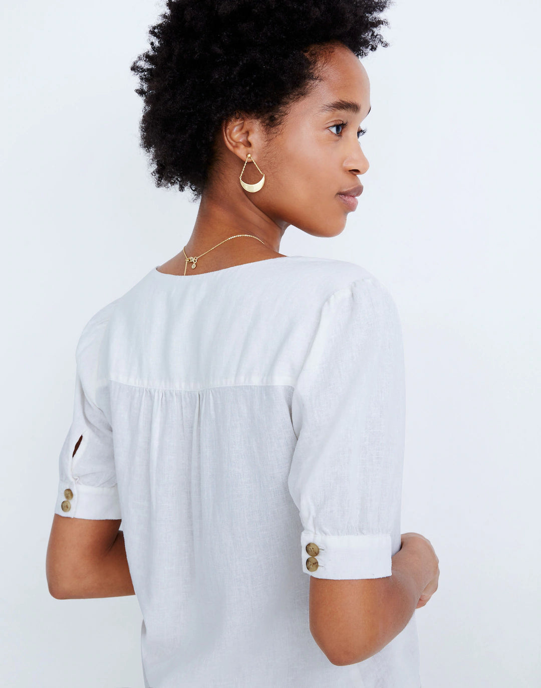 Madewell White Linen Blend Top (XS)