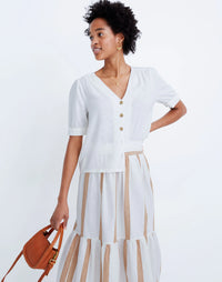 Madewell White Linen Blend Top (XS)