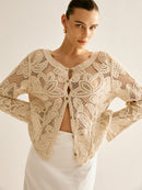 Crochet Embroidered Cardigan (L/XL)