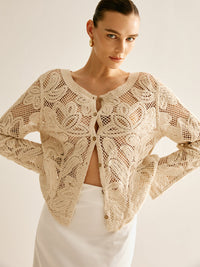 Crochet Embroidered Cardigan (L/XL)