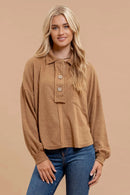 Blu Pepper Mocha Henley Sweater (L)