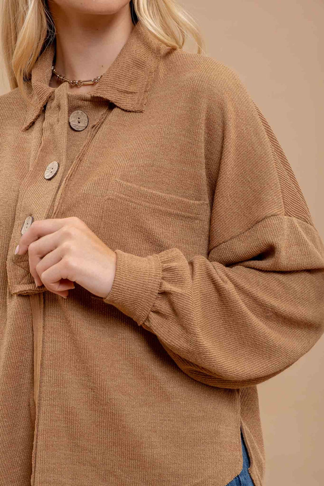Blu Pepper Mocha Henley Sweater (L)