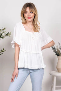 NEW Square Neck Peasant Blouse (S)