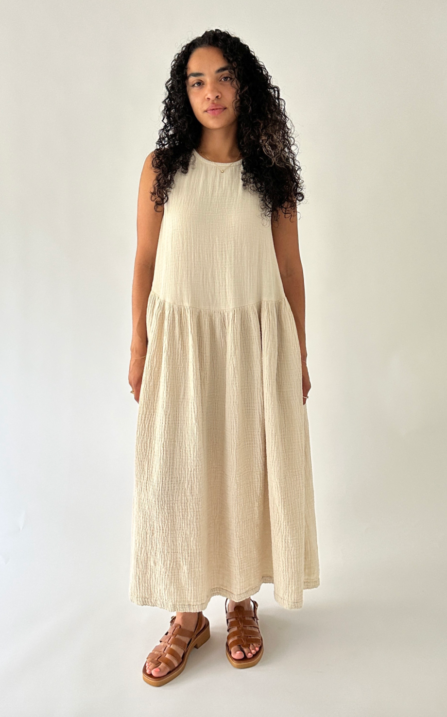Black Crane Oversized Cotton Midi Dress (XS)
