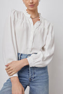 Rails White Ruffle Button Up Top (XS)