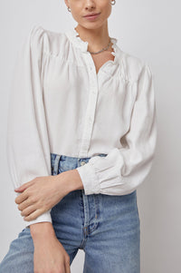 Rails White Ruffle Button Up Top (XS)