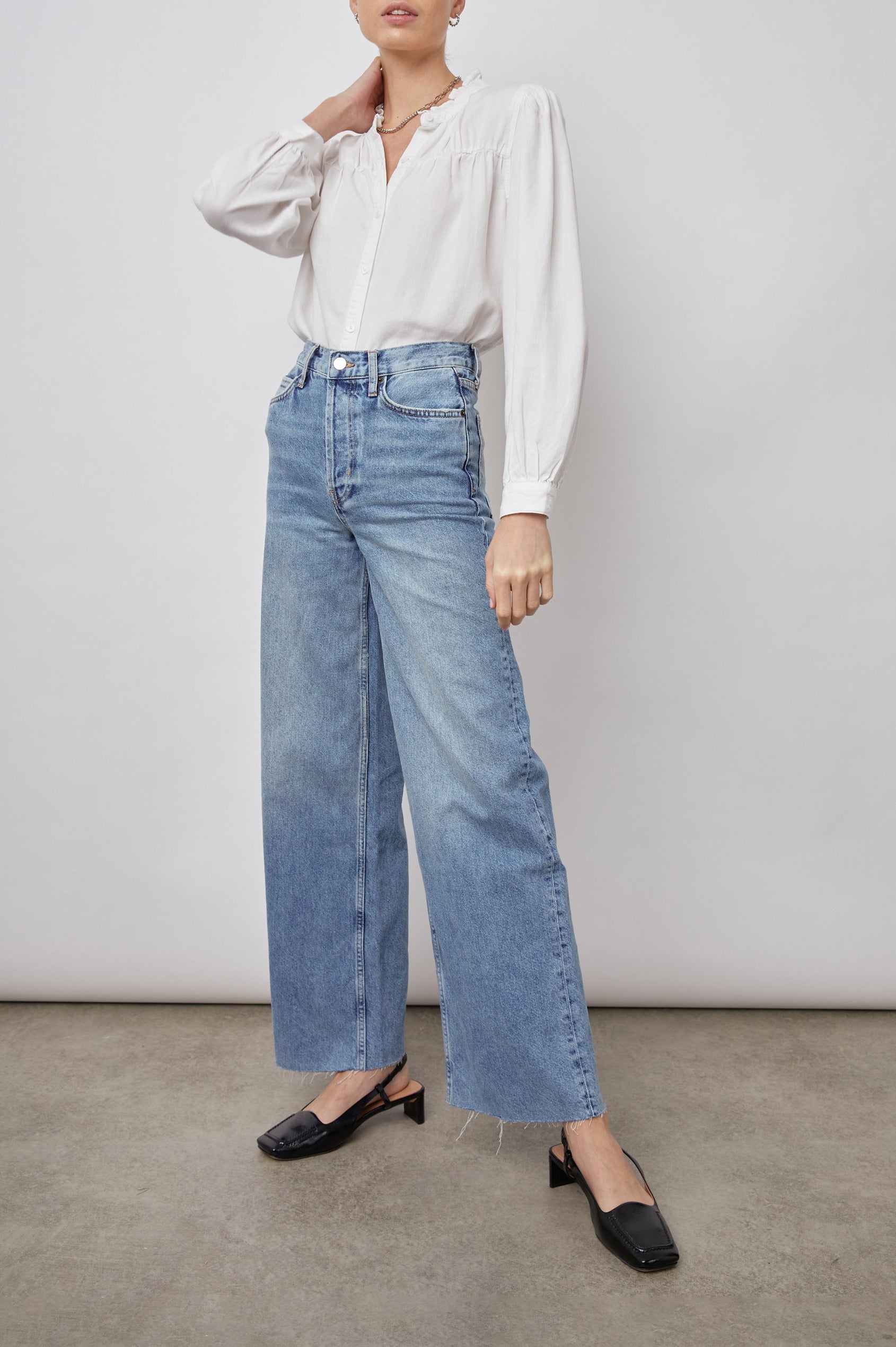 Rails White Ruffle Button Up Top (XS)