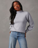 Vici Puff Sleeve Mockneck Sweater (L)