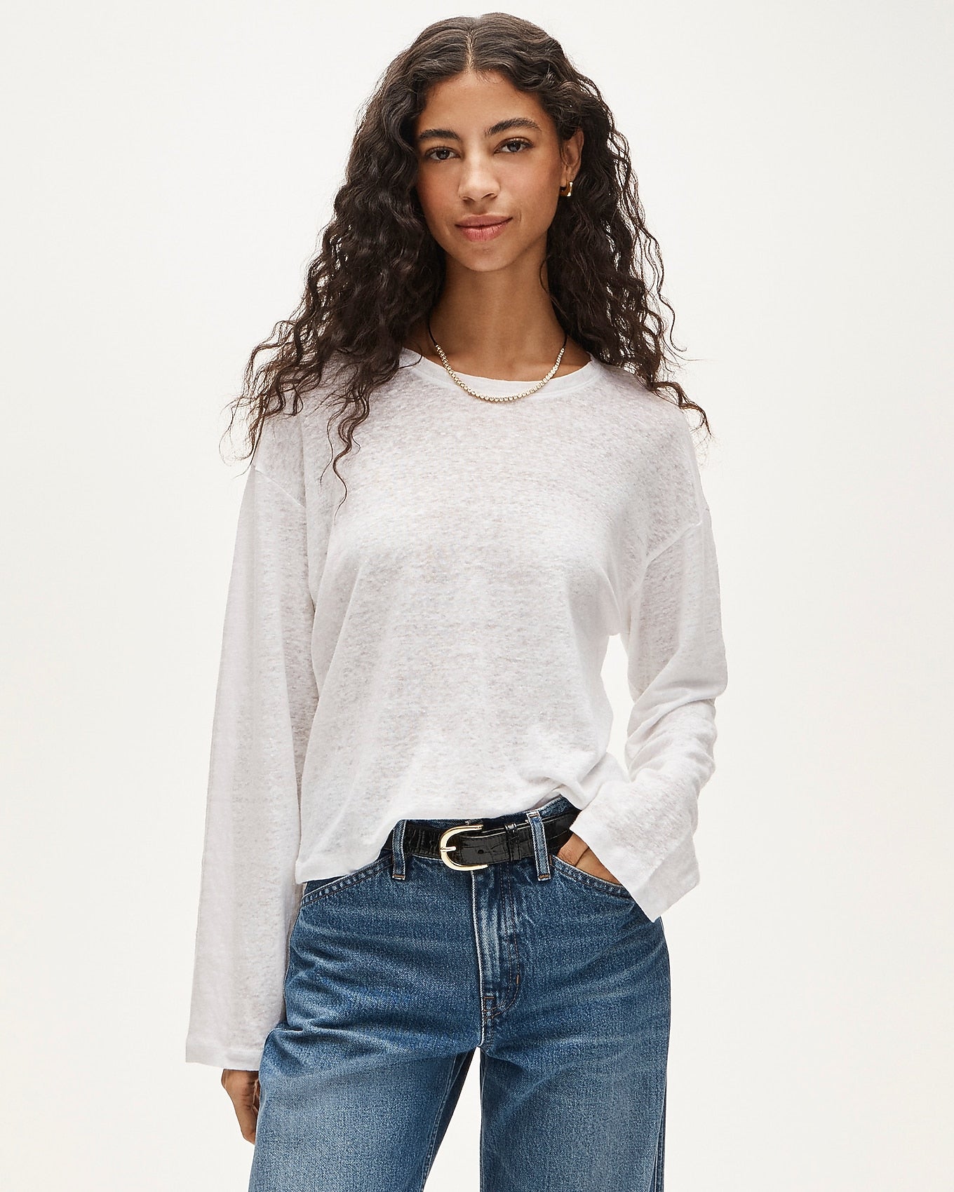 J.Crew White Relaxed Linen Tee (M)