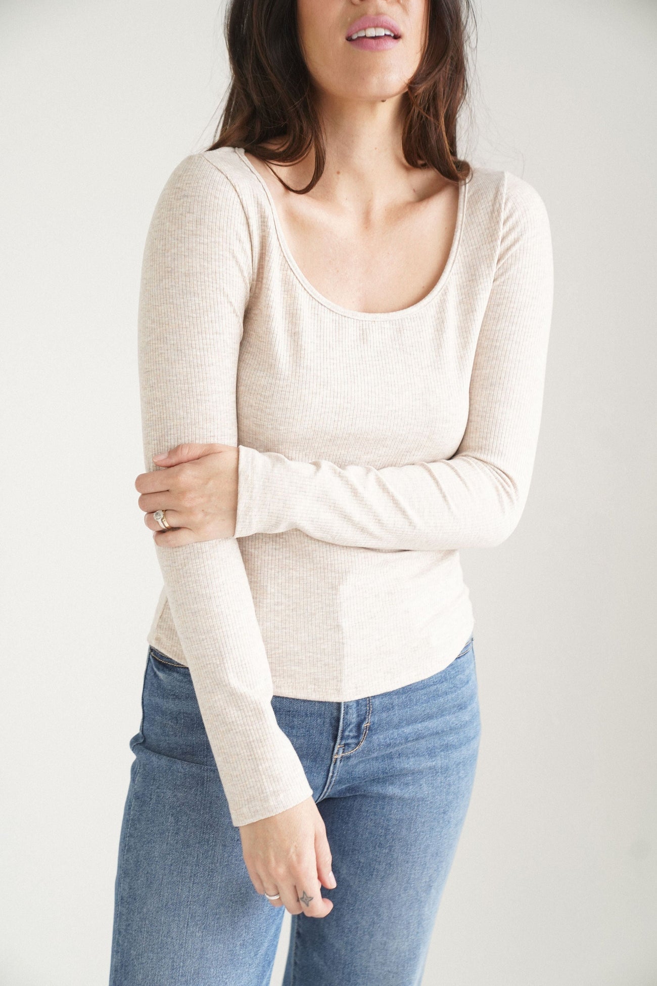 Carly Jean Ribbed Long Sleeve Top (S)