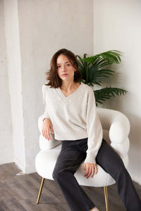 It Is Well LA Cotton V Neck Sweater (S)