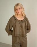 Sonderhaus Olive Puff Sleeve Top (L)
