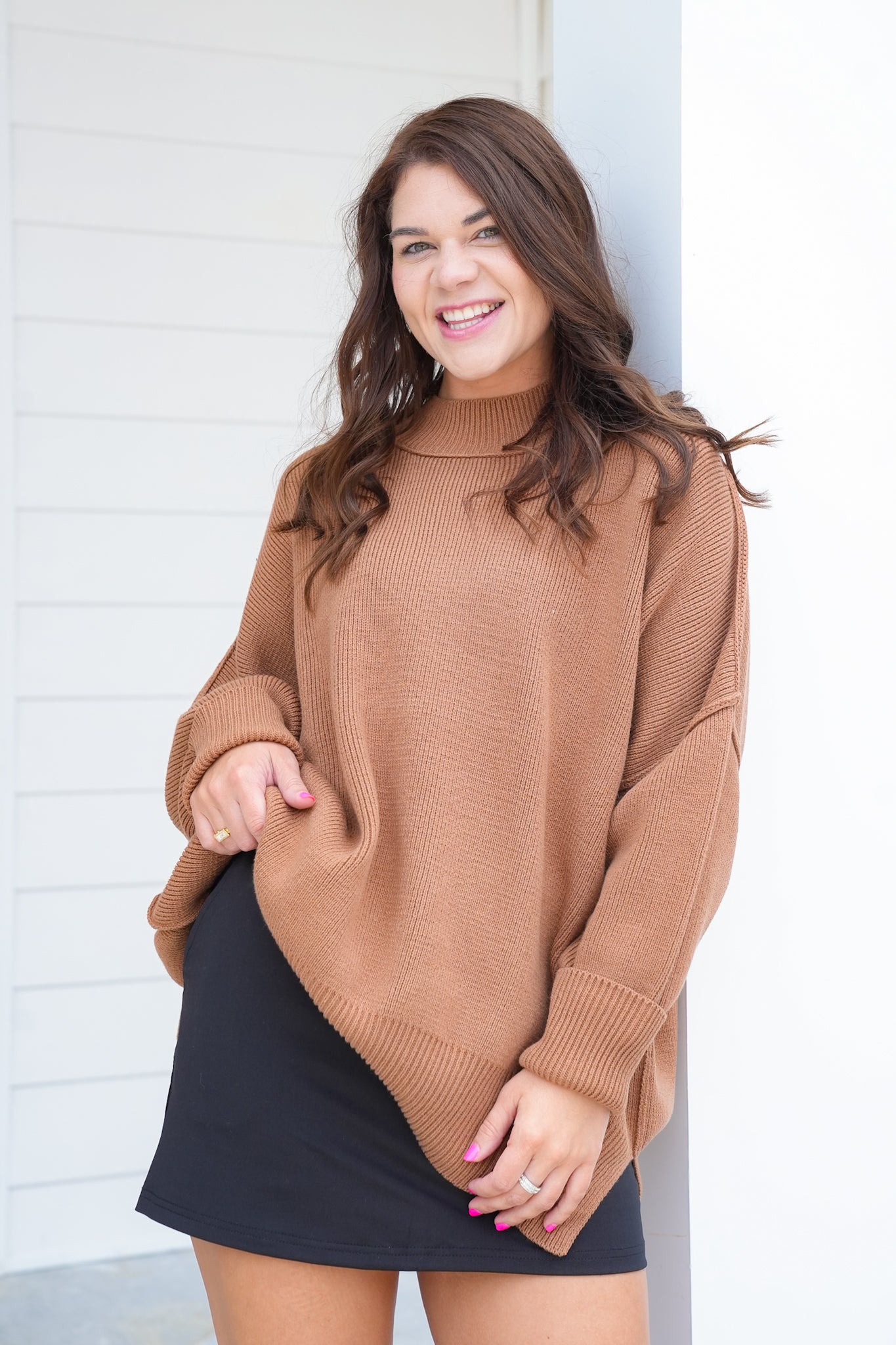 Zenana Ribbed Oversized Sweater (S)