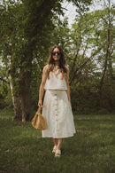 Grae Cove Cotton Linen Midi Skirt (S)