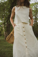 Grae Cove Cotton Linen Midi Skirt (S)