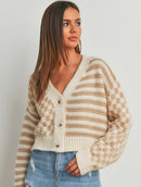 Neutral Checkered Cardigan (M)