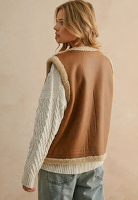Faux Suede Sherpa Vest (S-L)