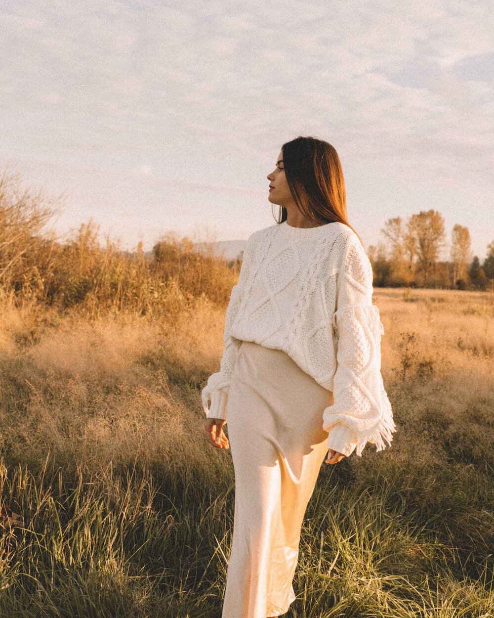 Cable Knit Fringe Sweater (XS)