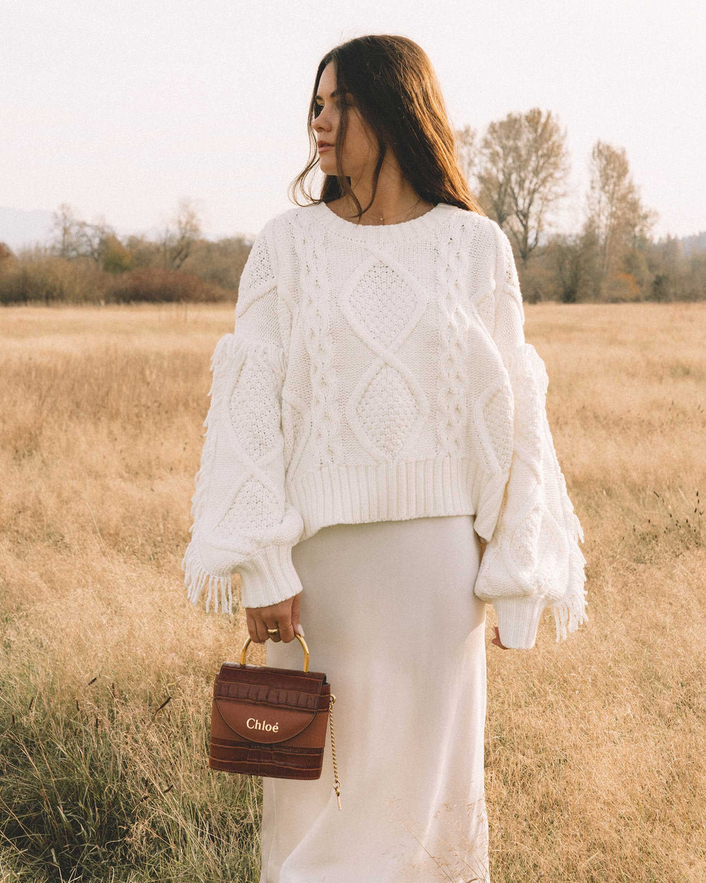 Cable Knit Fringe Sweater (XS)