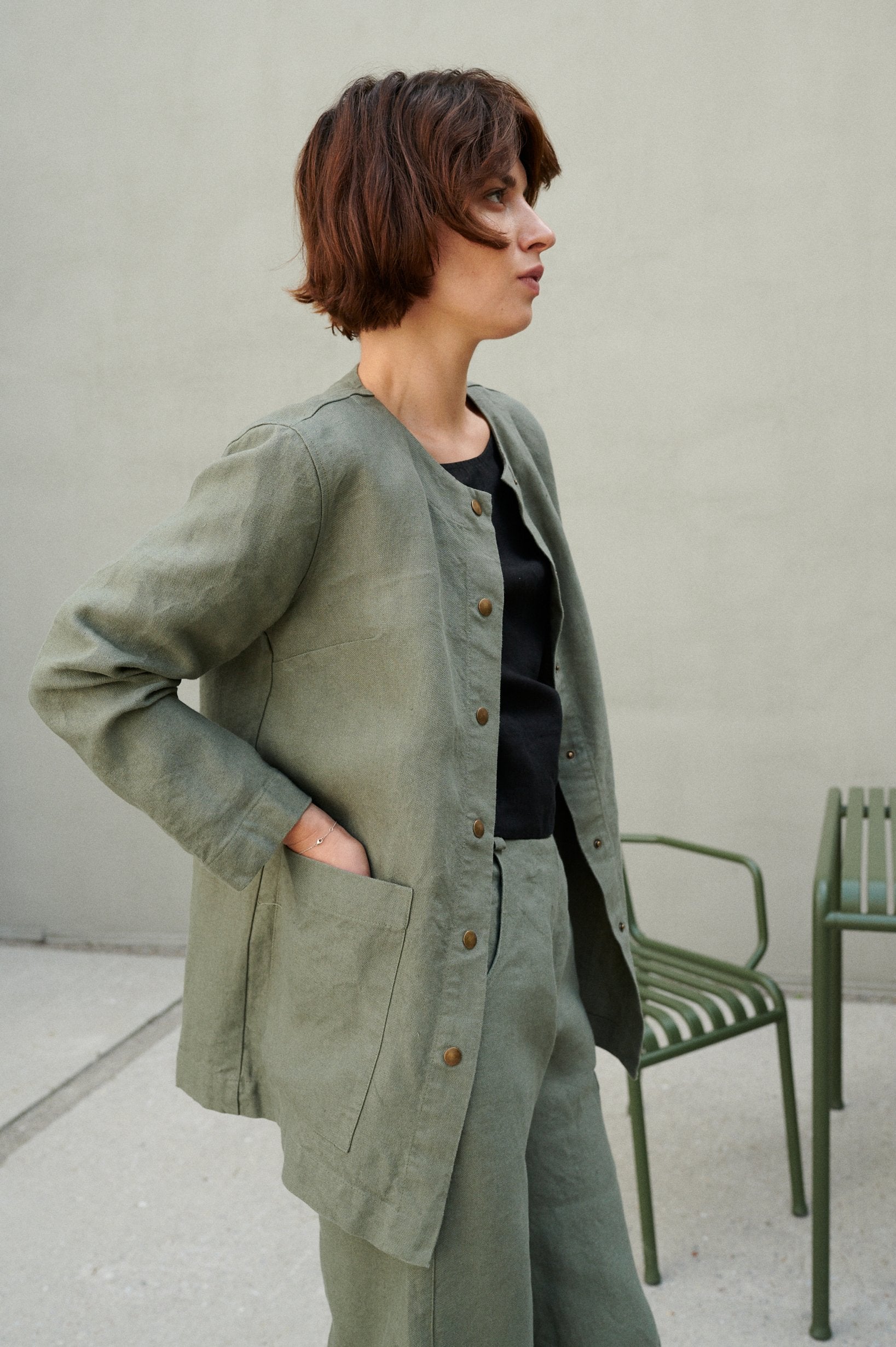 Linenfox Green Linen Jacket (S/M)
