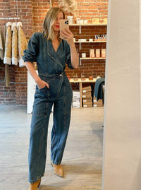 Etica Straight Denim Jumpsuit (XS)