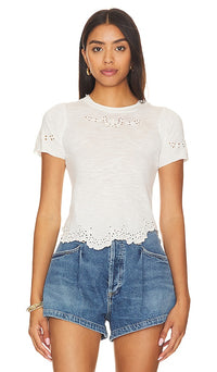 Free People Floral Eyelet Tee (S)