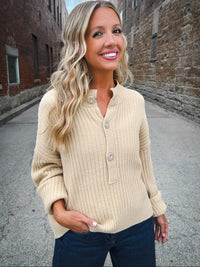 Free People Cozy Henley Sweater (L)
