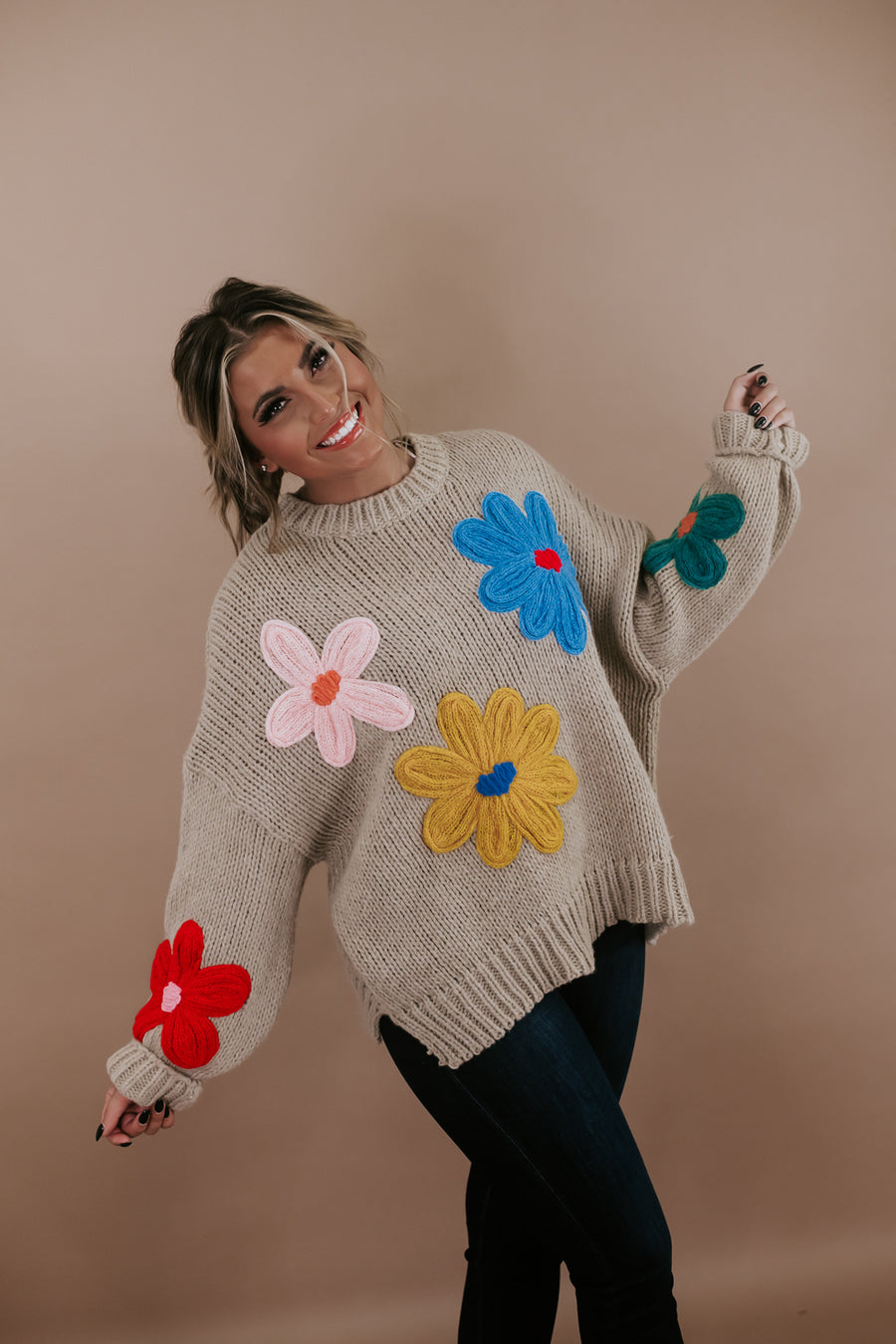 NEW Chunky Floral Sweater (M/L)