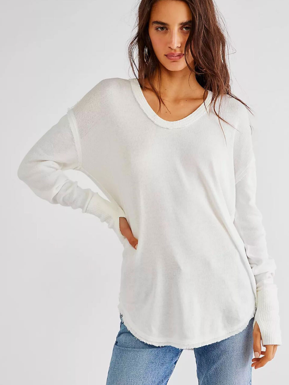 Free People Long Sleeve Cotton Tee (S)