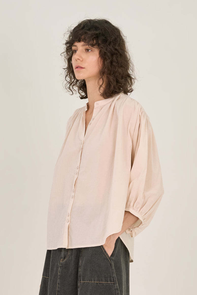 Grade & Gather Puff Sleeve Cotton Blouse (M)