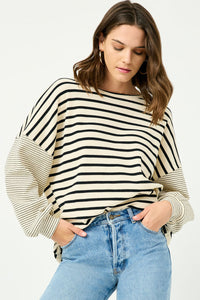 Hayden Striped Oversized Tee (S)